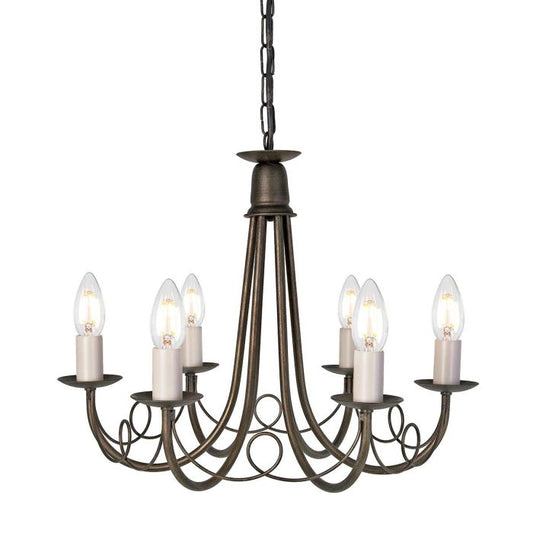Minster 6 Light Chandelier - Black / Gold Patina