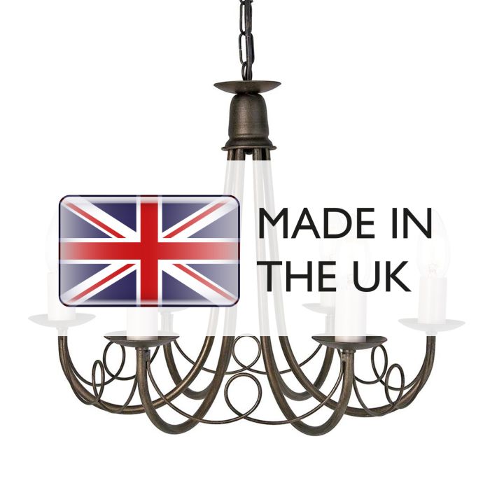 Minster 6 Light Chandelier - Black / Gold Patina