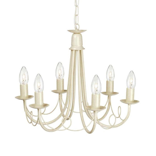 Minster 6 Light Chandelier - Ivory / Gold Patina