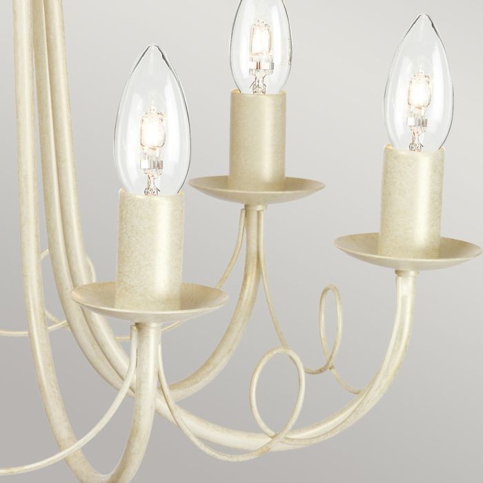 Minster 6 Light Chandelier - Ivory / Gold Patina