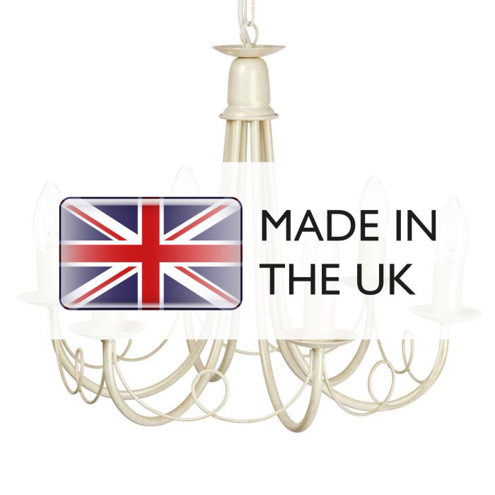 Minster 6 Light Chandelier - Ivory / Gold Patina