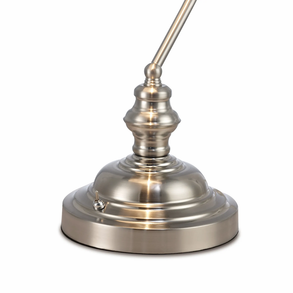 Morgan Bankers Table Lamp 1 Light E27 Satin Nickel/White Glass