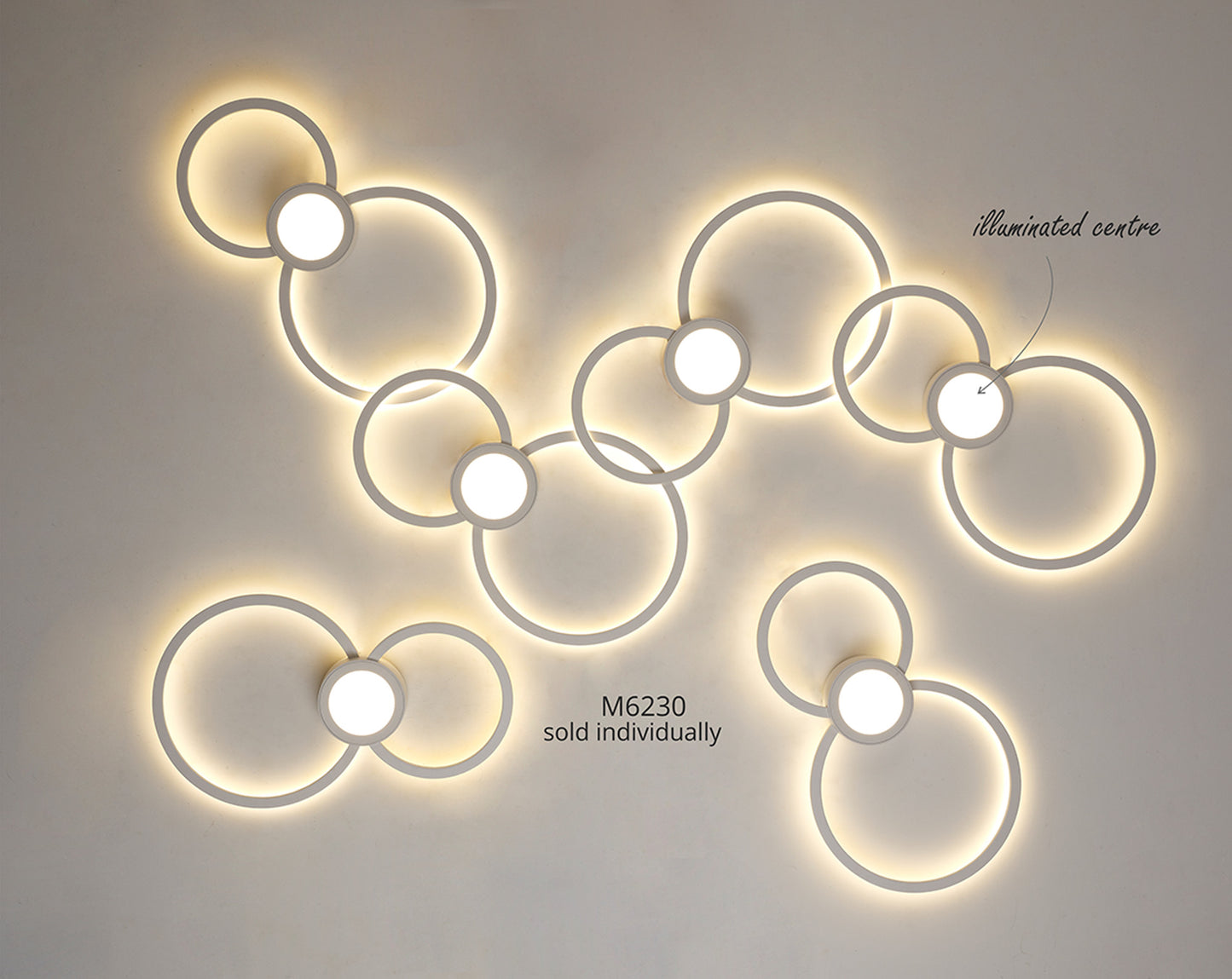 Mural Wall Lamp Circles, 24W, 3000K, 1440lm, White, 3yrs Warranty by Mantra