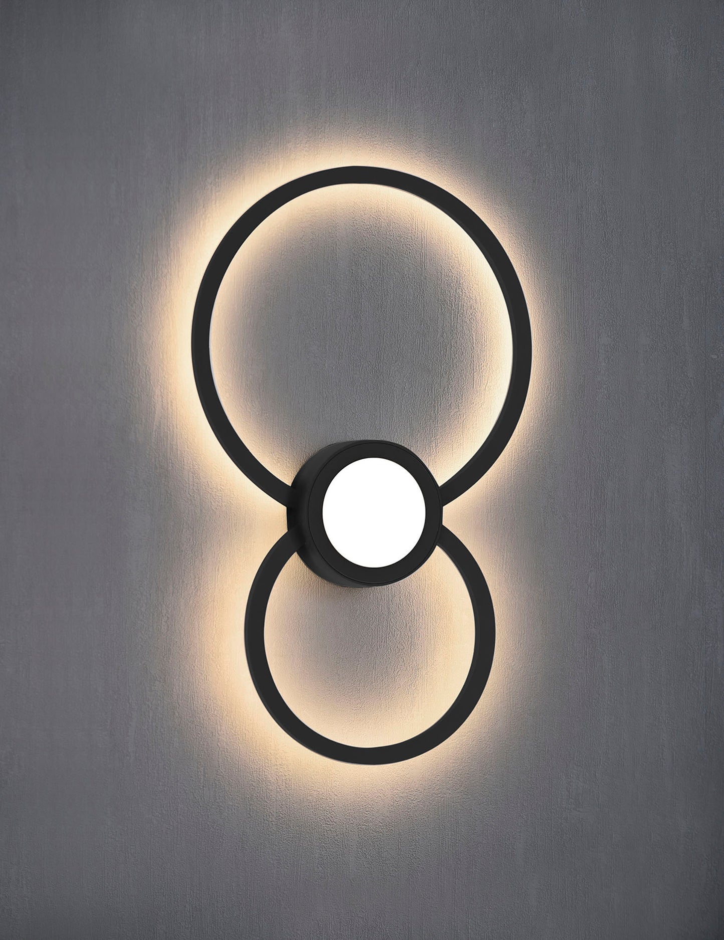 Mural Wall Lamp Circles, 24W, 3000K, 1440lm, Matt Black, 3yrs Warranty by Mantra