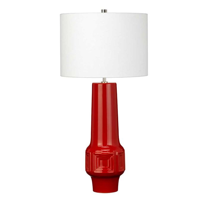 Muswell 1 Light Table Lamp - Red with White Shade