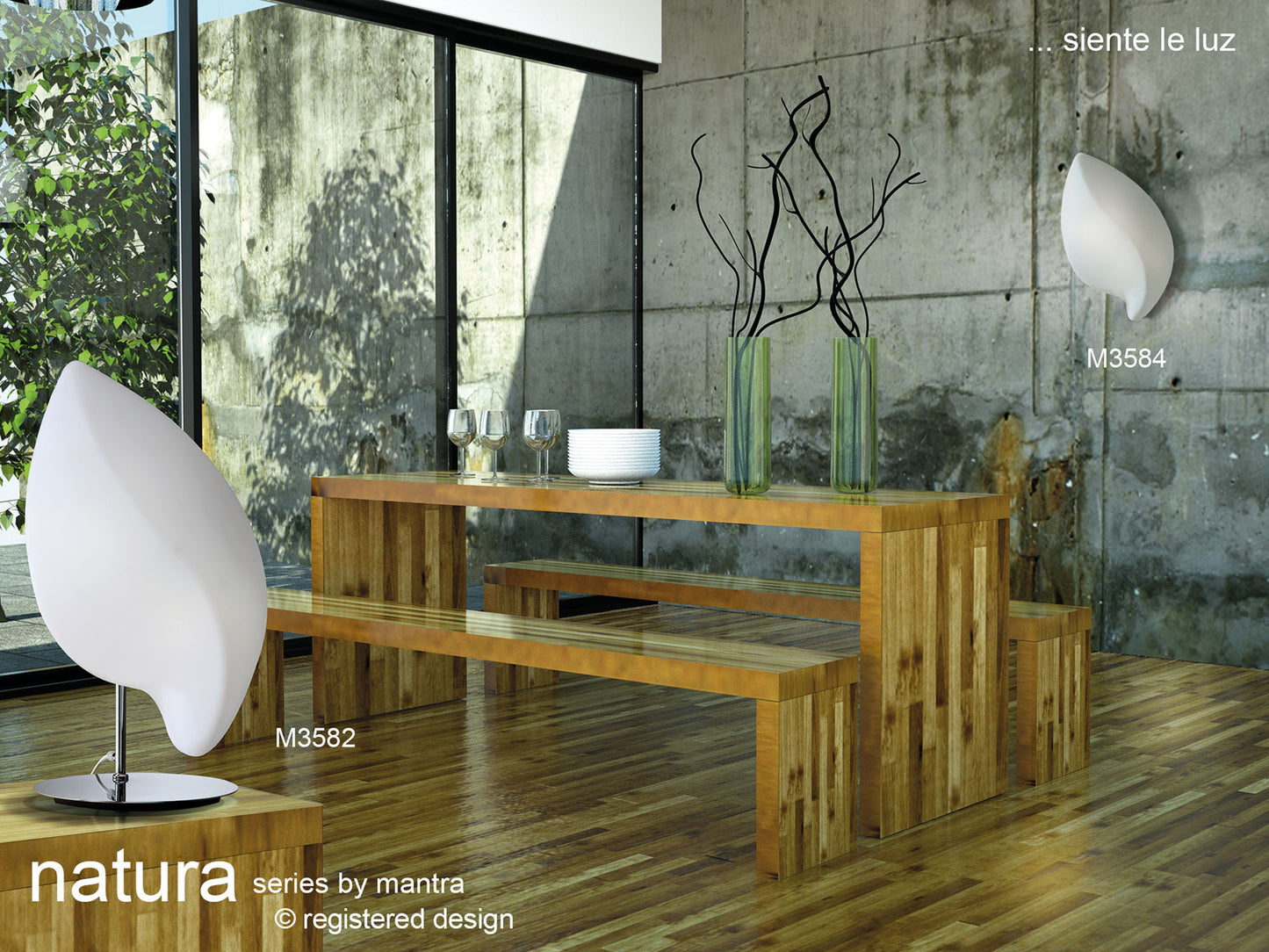 Natura Floor Lamp 2 Light E27 Outdoor IP44, Matt White/Opal White Item Weight: 15kg by Mantra