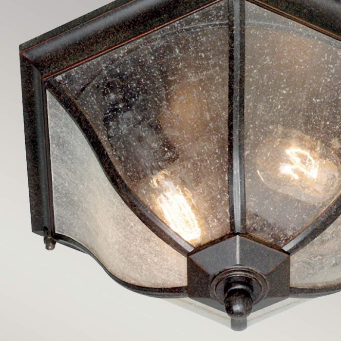 New England 2 Light Flush Lantern Medium - Weathered Bronze