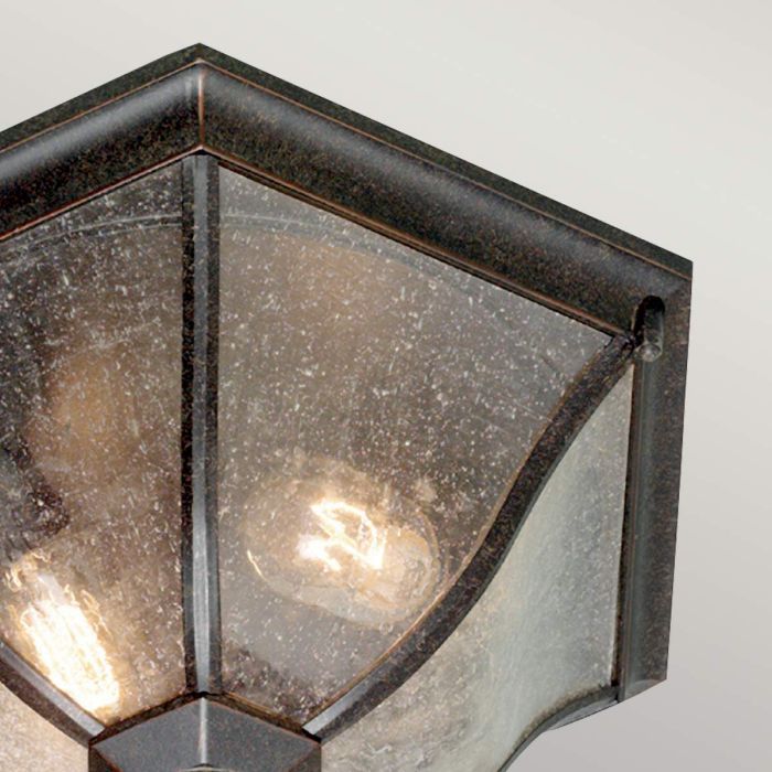New England 2 Light Flush Lantern Medium - Weathered Bronze