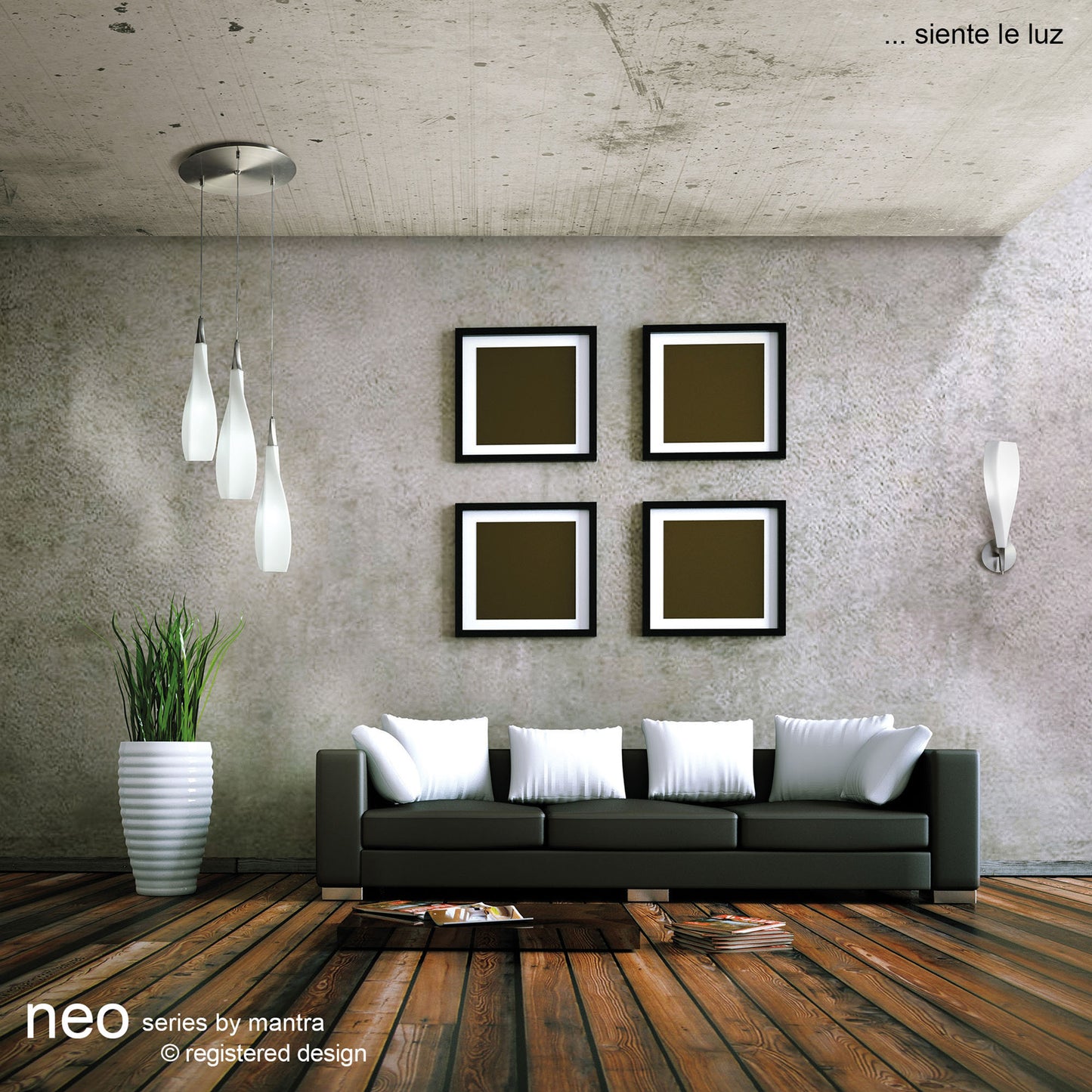 Neo Wall Lamp Switched 1 Light E27, Satin Nickel/Frosted White Glass by Mantra