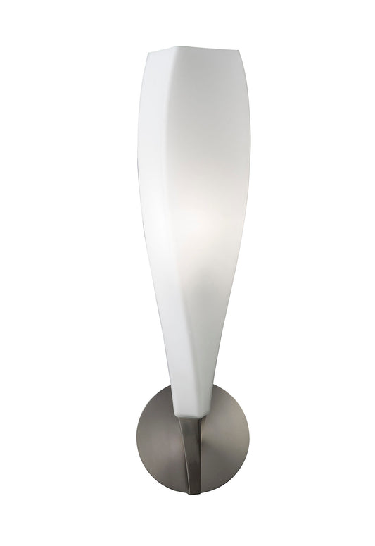 Neo Wall Lamp Switched 1 Light E27, Satin Nickel/Frosted White Glass by Mantra