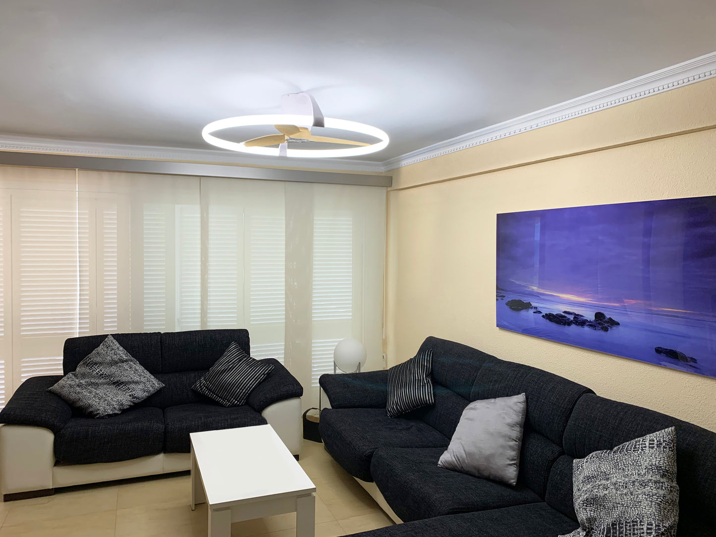 Nepal 75W LED Dimmable Ceiling Light With Built-In 35W DC Reversible Fan, Black Finish c/w Remote Control, APP & Alexa/Google Voice Control, 7200lm by Mantra