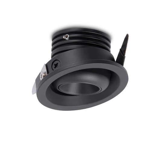 Neptuno Recessed Spotlight Mini Swivel, 3W LED, 3000K, 210lm, Black, 3yrs Warranty by Mantra