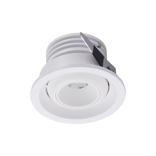 Neptuno Recessed Spotlight Mini Swivel, 3W LED, 2700K, 210lm, White, 3yrs Warranty by Mantra