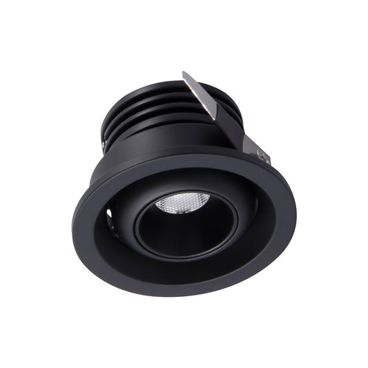 Neptuno Recessed Spotlight Mini Swivel, 3W LED, 2700K, 210lm, Black, 3yrs Warranty by Mantra