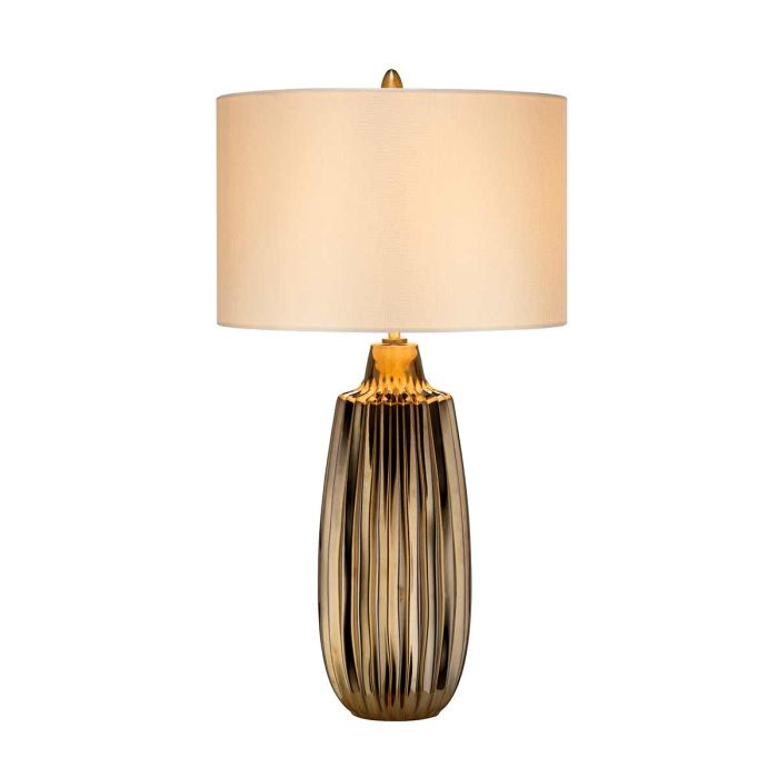 Newham 1 Light Large Table Lamp - Bronze Ceramic / Pearl shade