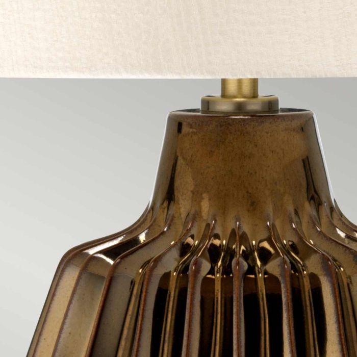 Newham 1 Light Small Table Lamp - Bronze Ceramic / Pearl shade