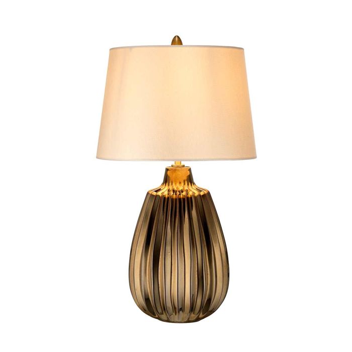 Newham 1 Light Small Table Lamp - Bronze Ceramic / Pearl shade