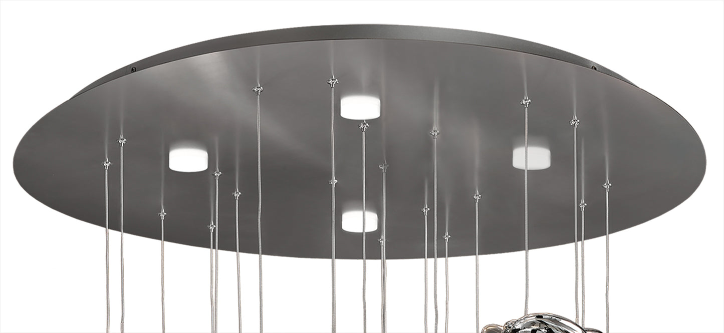 Nido Pendant 90cm Round 10 + 4 Lights 60W + 20W LED 3000K, 6560lm, Chrome, 3yrs Warranty Item Weight: 16.7kg by Mantra