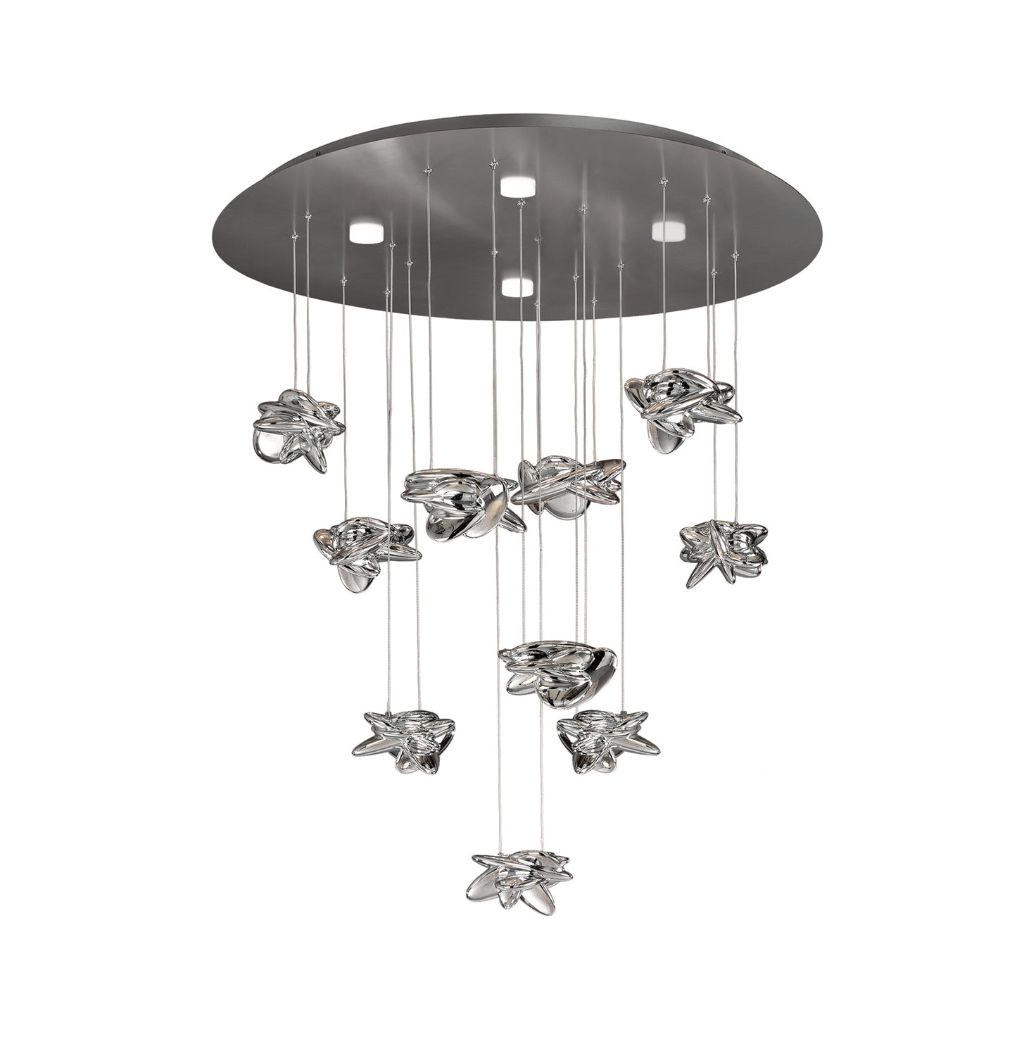 Nido Pendant 90cm Round 10 + 4 Lights 60W + 20W LED 3000K, 6560lm, Chrome, 3yrs Warranty Item Weight: 16.7kg by Mantra