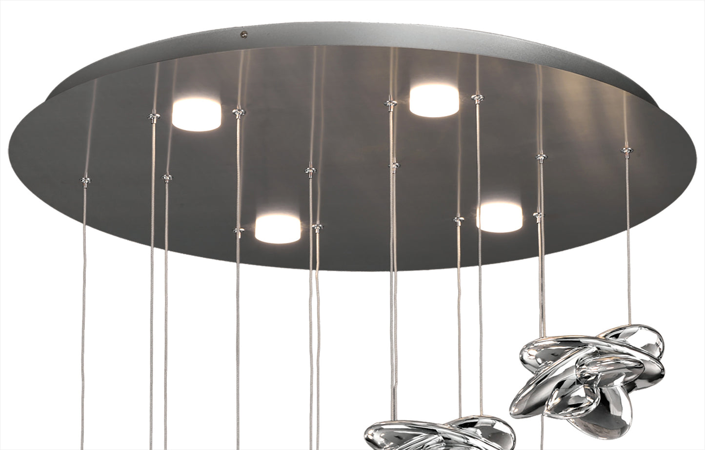 Nido Pendant 75cm Round 7 + 4 Lights 42W + 20W LED 3000K, 5080lm, Chrome, 3yrs Warranty by Mantra