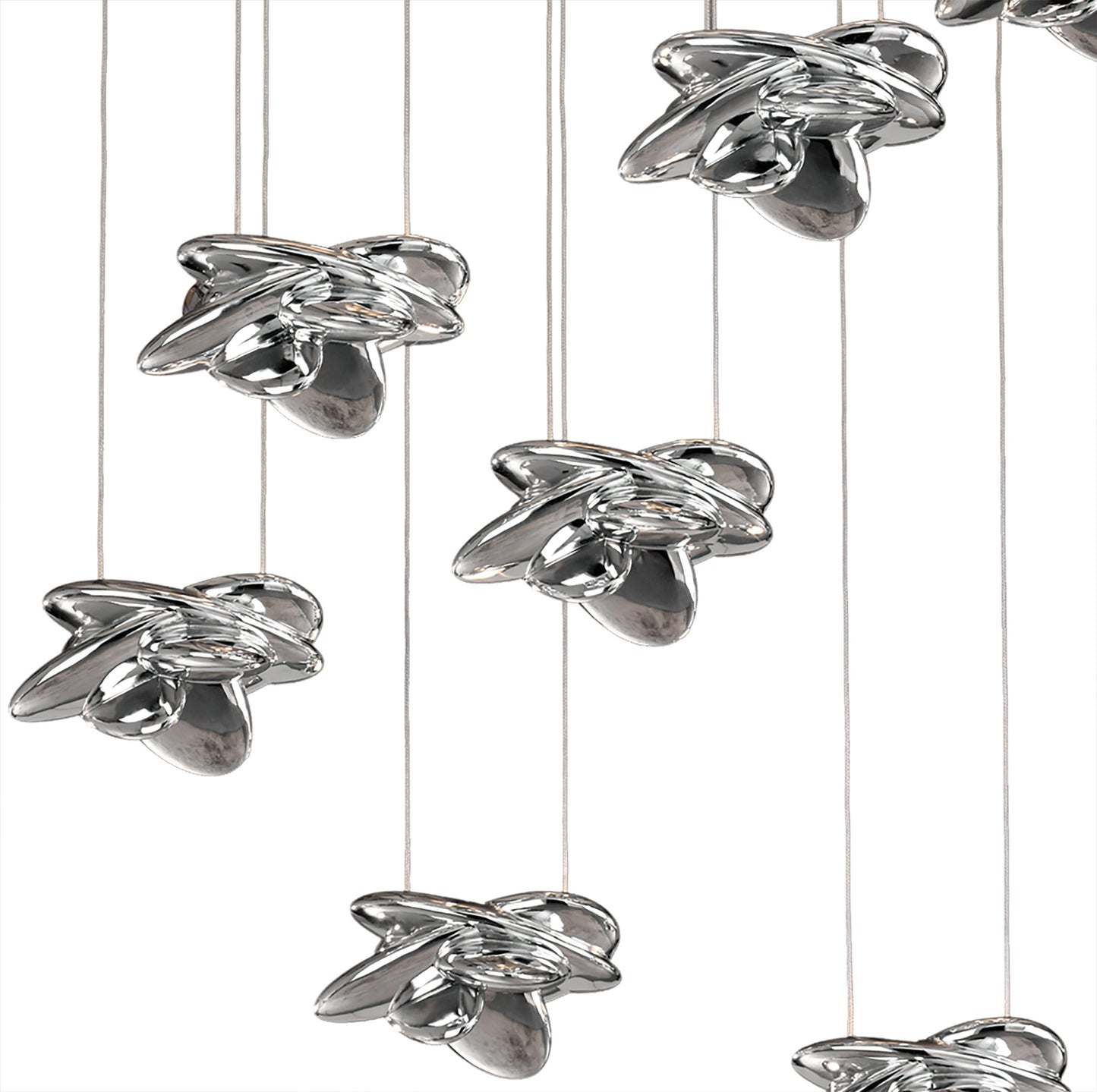 Nido Pendant 75cm Round 7 + 4 Lights 42W + 20W LED 3000K, 5080lm, Chrome, 3yrs Warranty by Mantra