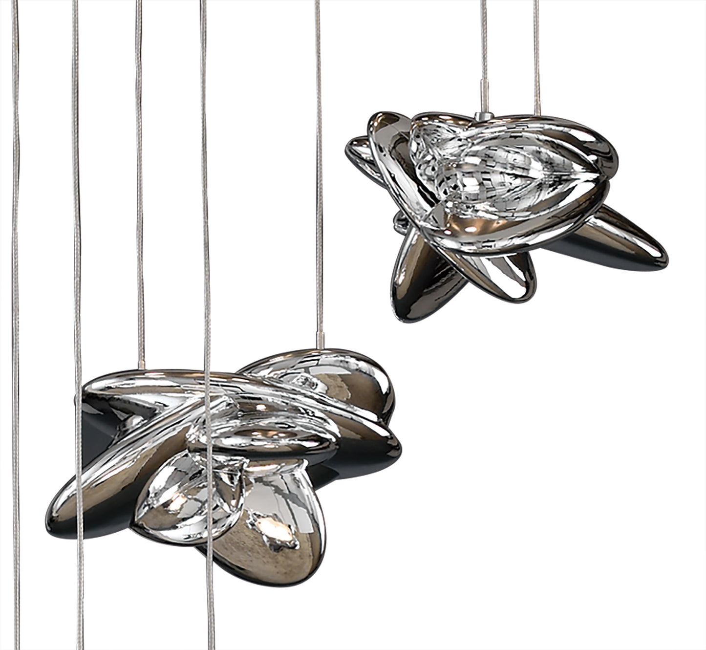 Nido Pendant 62cm Round 5 + 4 Lights 30W + 20W LED 3000K, 4000lm, Chrome, 3yrs Warranty by Mantra