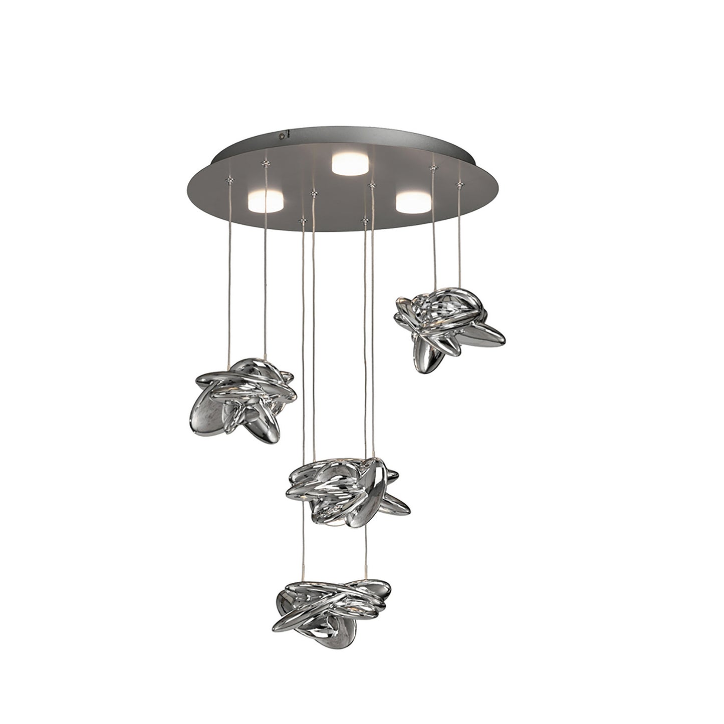 Nido Pendant 45cm Round 4 + 2 Lights 24W + 10W LED 3000K, 2800lm, Chrome, 3yrs Warranty by Mantra