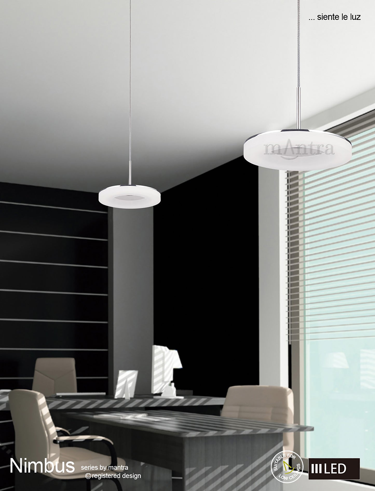 Nimbus Pendant 5 Light 25W LED 3000K, 2200lm, Polished Chrome/Frosted Acrylic, 3yrs Warranty by Mantra