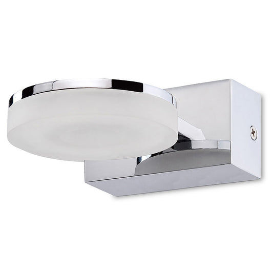 Nimbus Wall Lamp 1 Light 5W LED 3000K, 450lm, Polished Chrome/Frosted Acrylic, 3yrs Warranty by Mantra