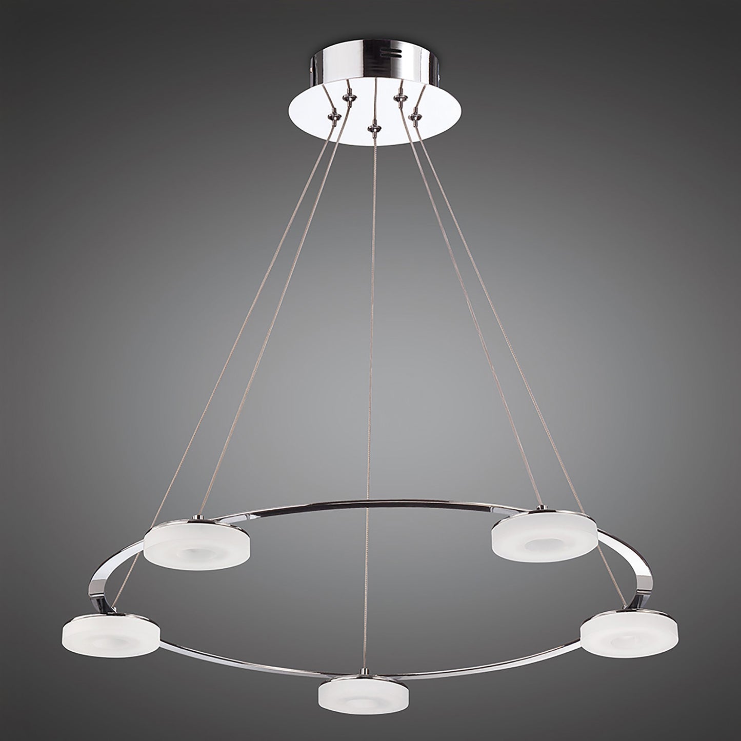 Nimbus Pendant 5 Light 25W LED 3000K, 2200lm, Polished Chrome/Frosted Acrylic, 3yrs Warranty by Mantra