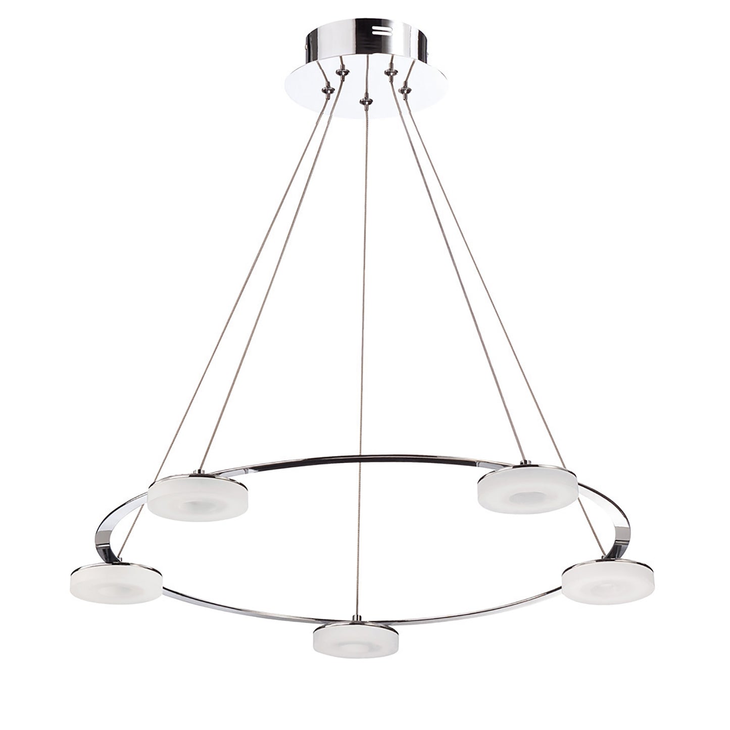 Nimbus Pendant 5 Light 25W LED 3000K, 2200lm, Polished Chrome/Frosted Acrylic, 3yrs Warranty by Mantra