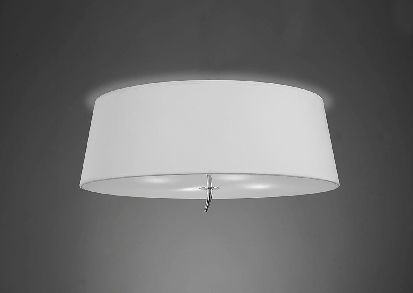 Ninette Flush Ceiling 4 Light E27, Polished Chrome With Ivory White Shade by Mantra