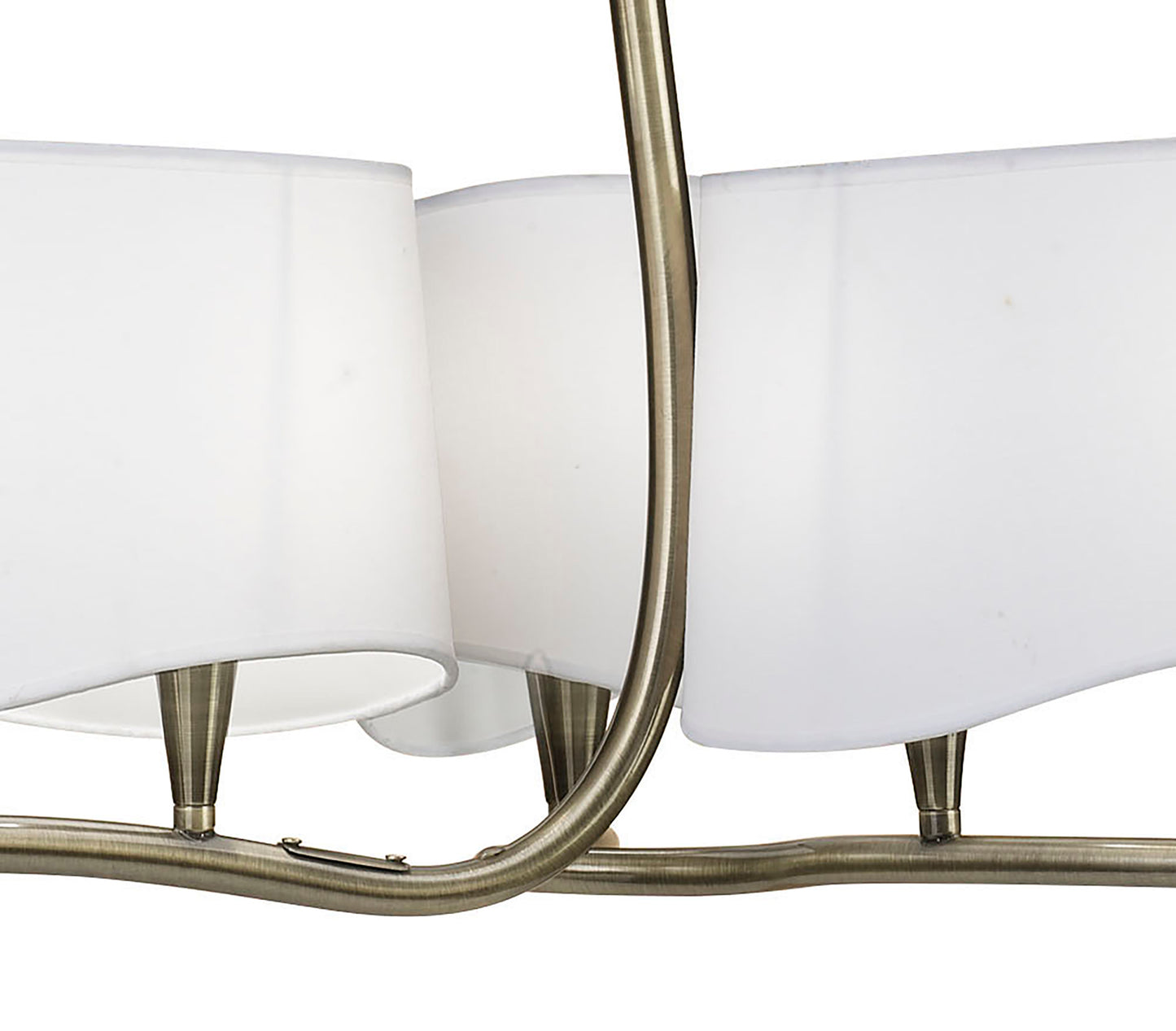 Ninette Pendant 3 Arm 6 Light E14, Antique Brass With Ivory White Shades by Mantra