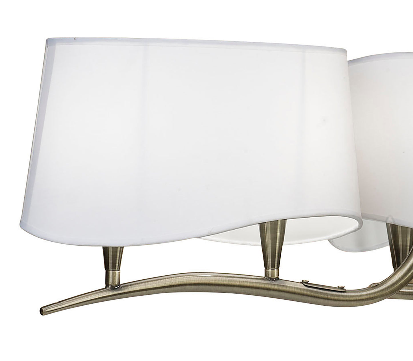 Ninette Pendant 3 Arm 6 Light E14, Antique Brass With Ivory White Shades by Mantra