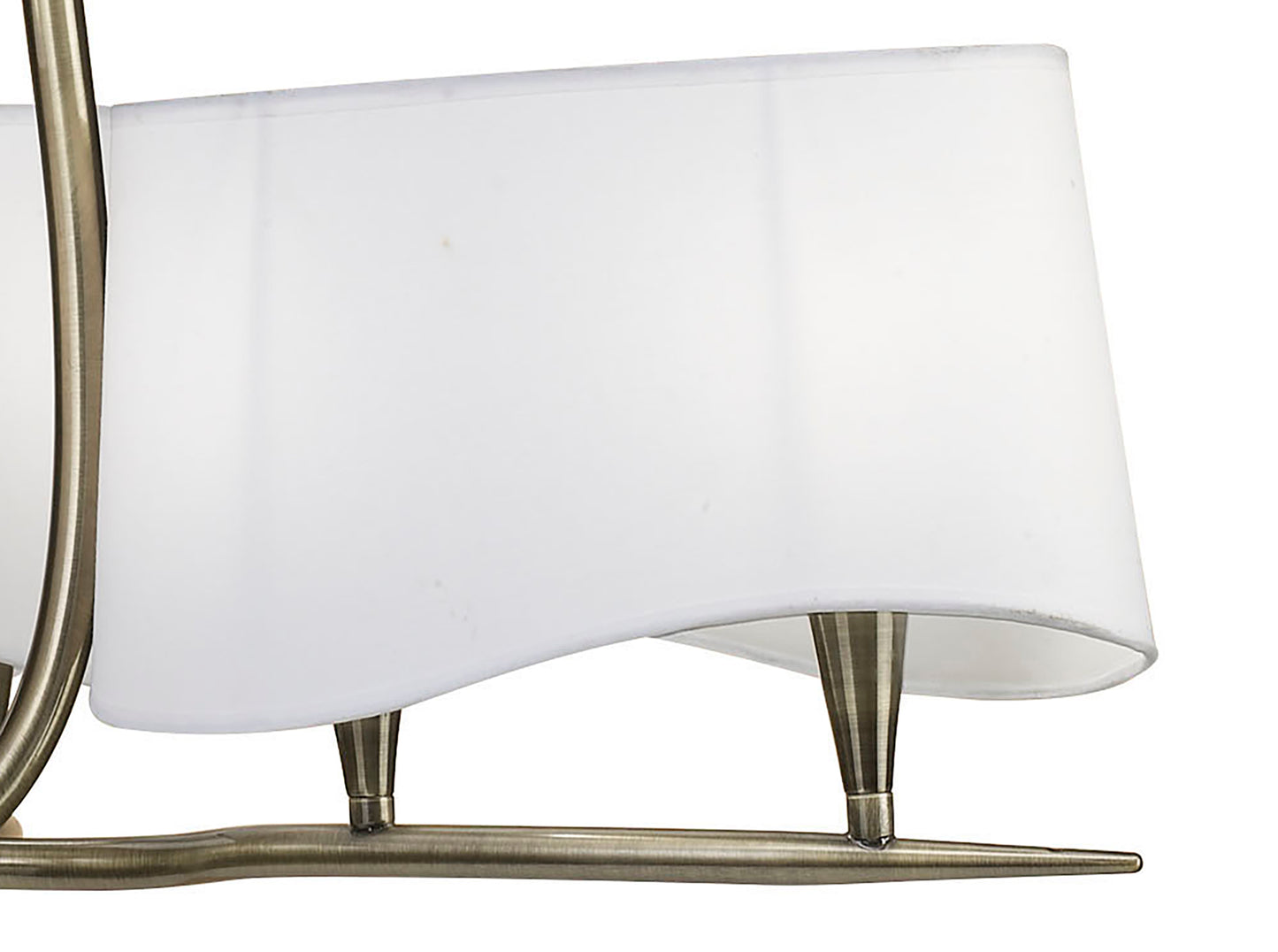 Ninette Pendant 3 Arm 6 Light E14, Antique Brass With Ivory White Shades by Mantra