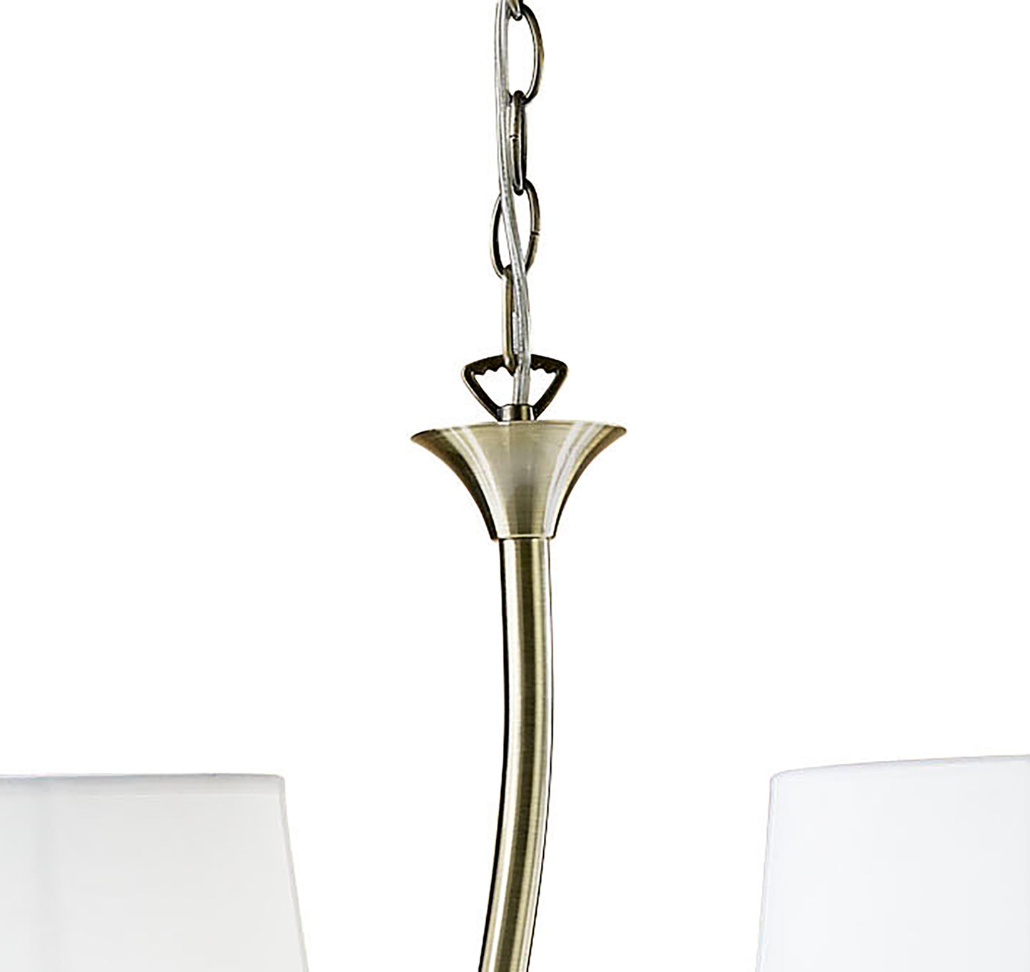 Ninette Linear Pendant 2 Arm 4 Light E14, Antique Brass With Ivory White Shades by Mantra