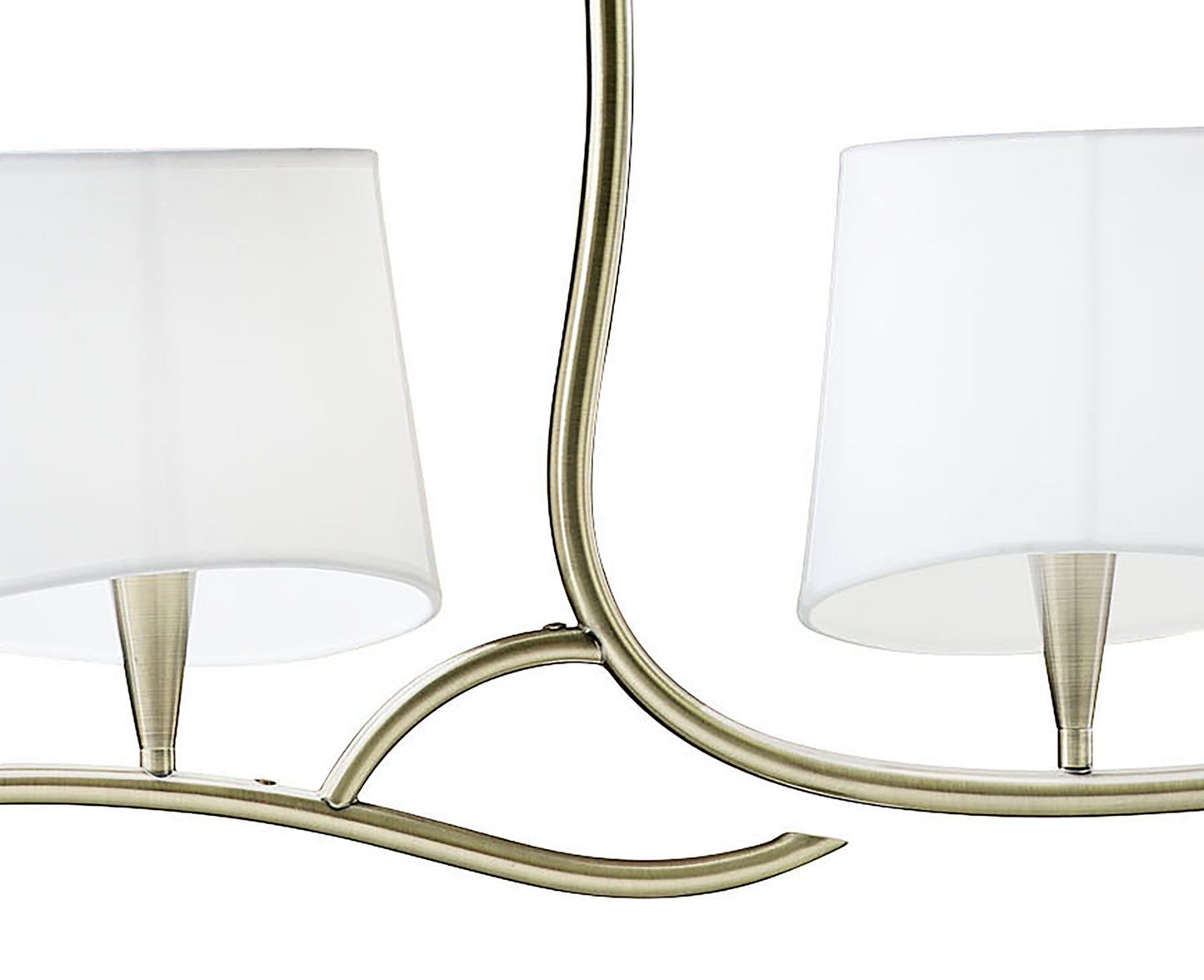 Ninette Linear Pendant 2 Arm 4 Light E14, Antique Brass With Ivory White Shades by Mantra