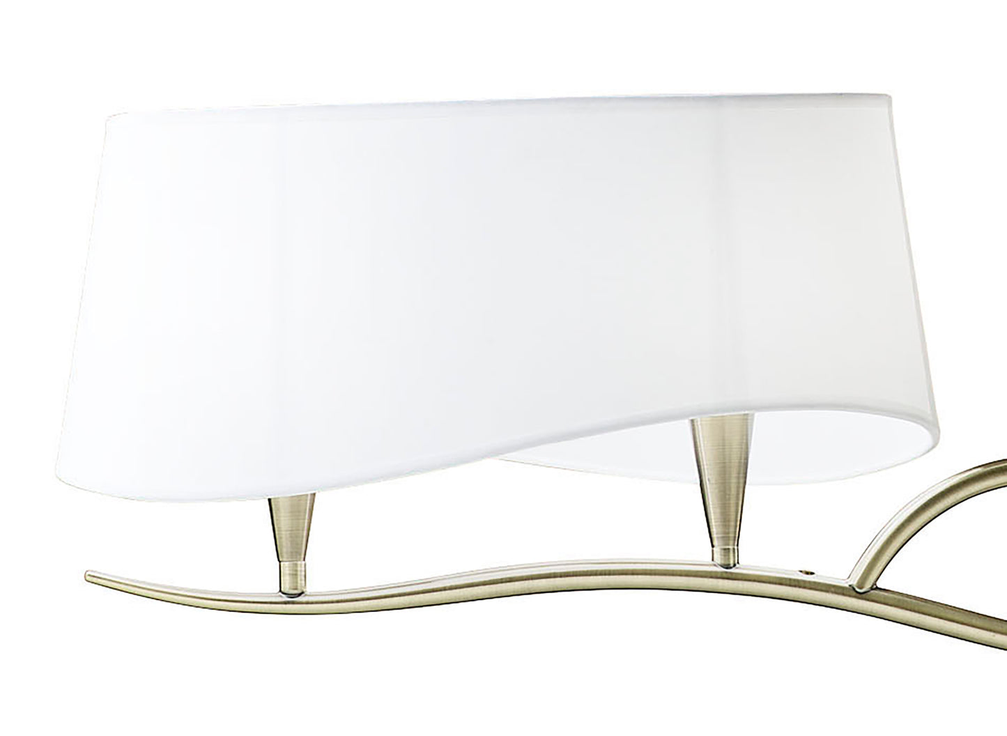 Ninette Linear Pendant 2 Arm 4 Light E14, Antique Brass With Ivory White Shades by Mantra