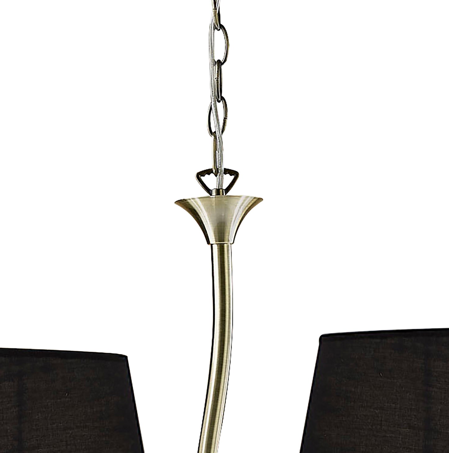 Ninette Linear Pendant 2 Arm 4 Light E14 With Black Shades Antique Brass by Mantra