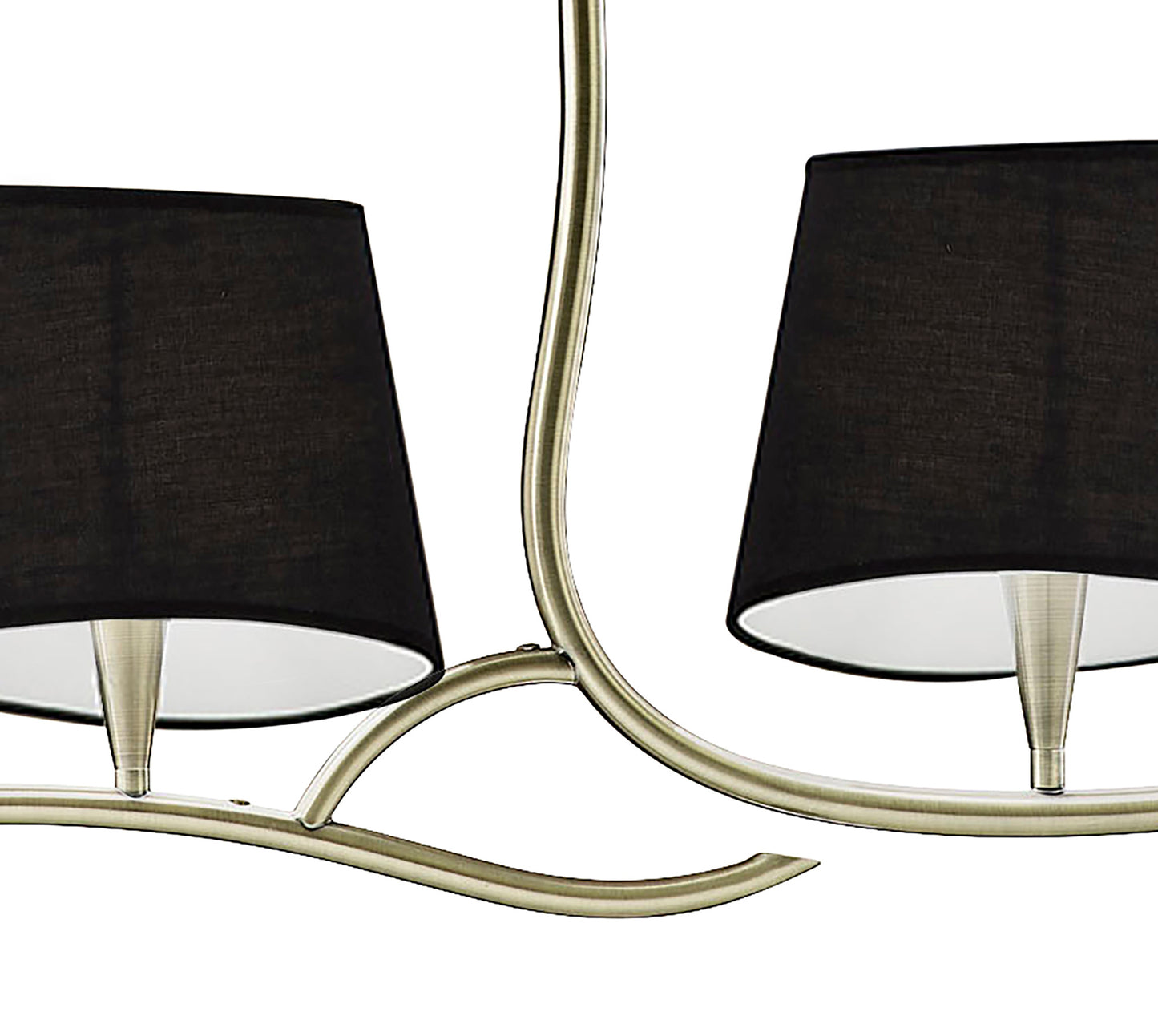 Ninette Linear Pendant 2 Arm 4 Light E14 With Black Shades Antique Brass by Mantra