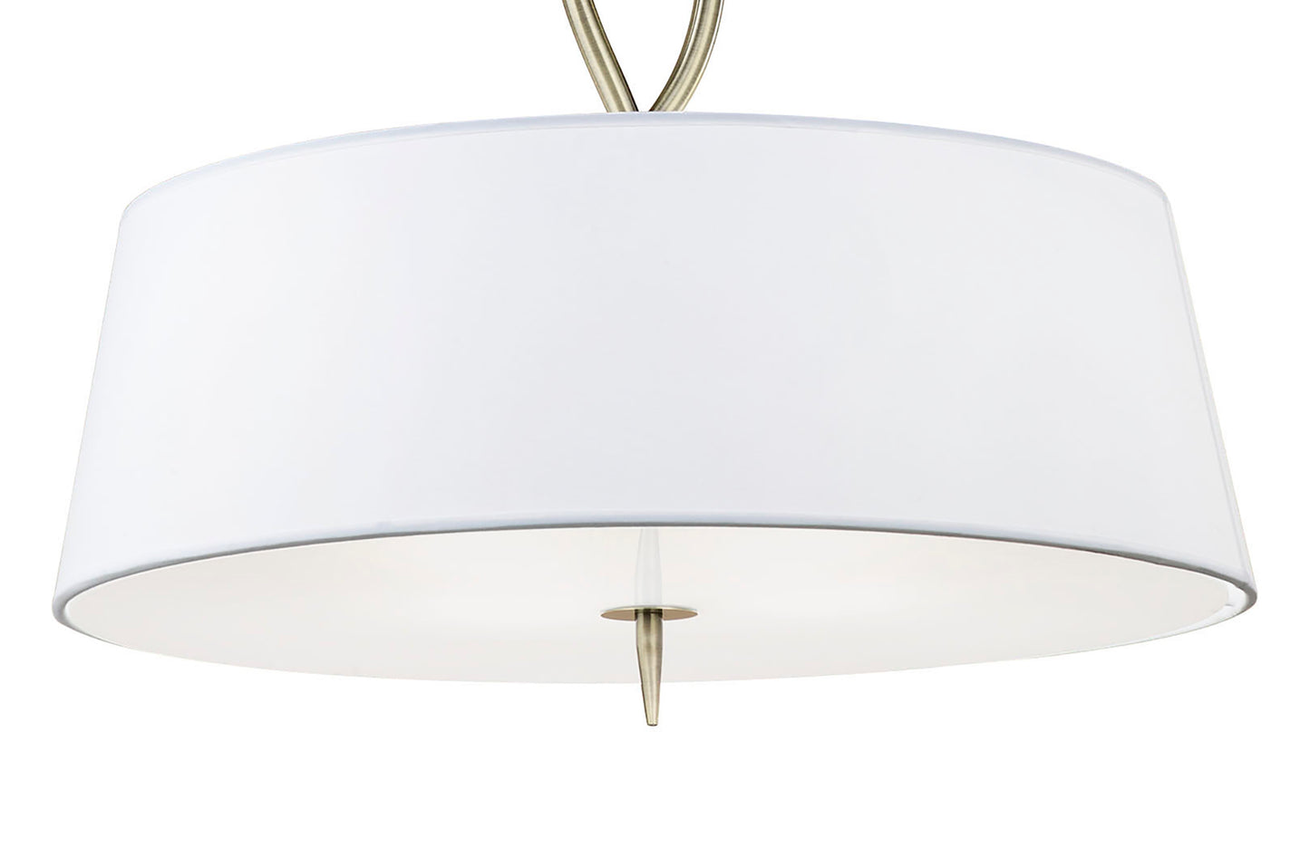 Ninette Pendant 4 Light E27, Antique Brass With Ivory White Shades by Mantra