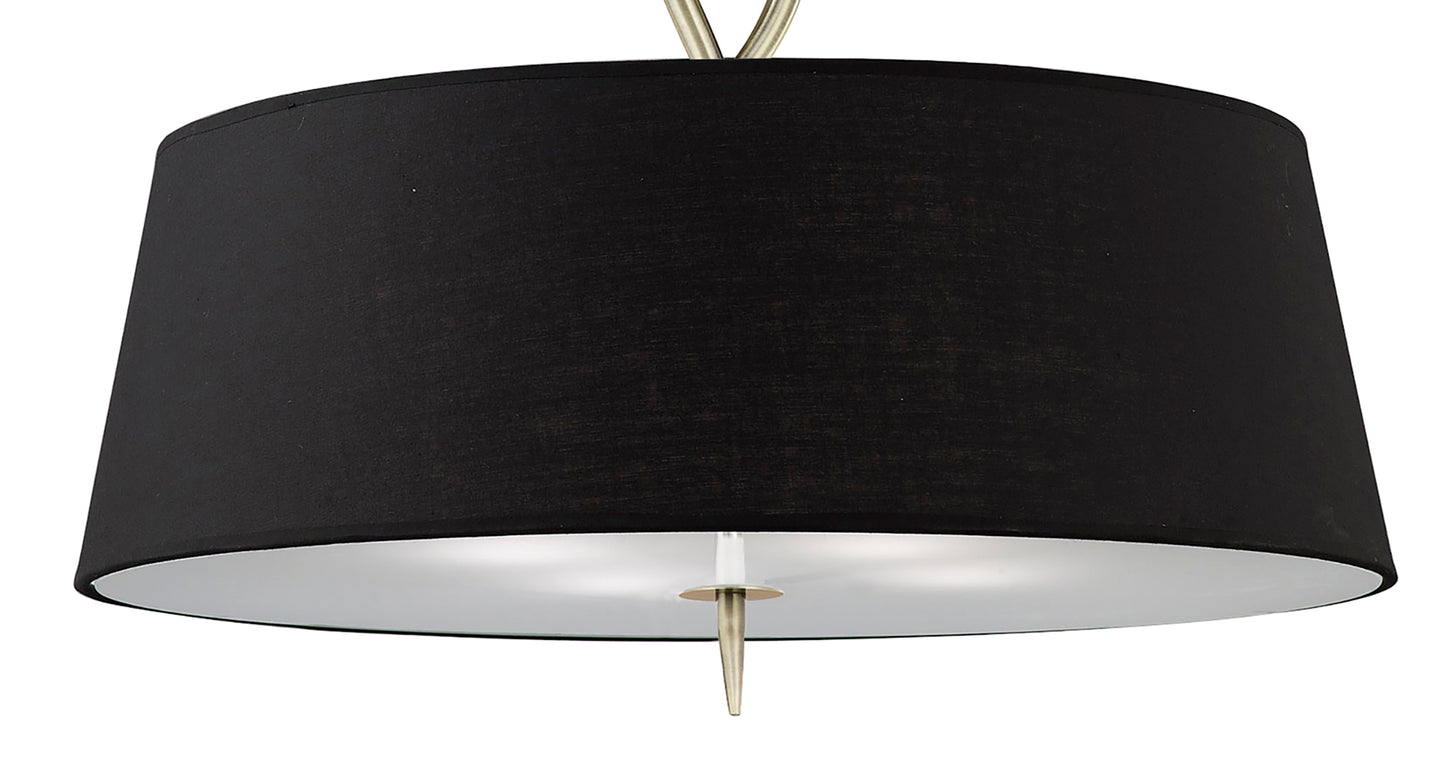 Ninette Pendant 4 Light E27 With Black Shades Antique Brass by Mantra