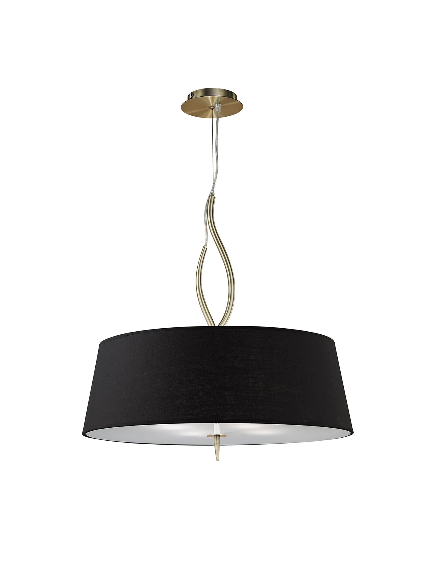 Ninette Pendant 4 Light E27 With Black Shades Antique Brass by Mantra