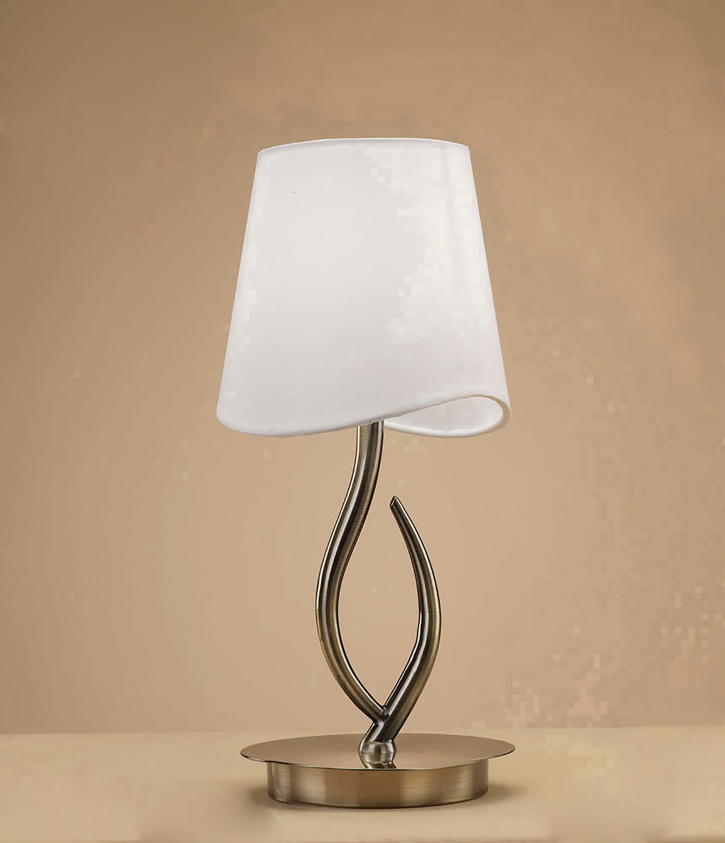 Ninette Table Lamp 1 Light E14 Small, Antique Brass With Ivory White Shade by Mantra