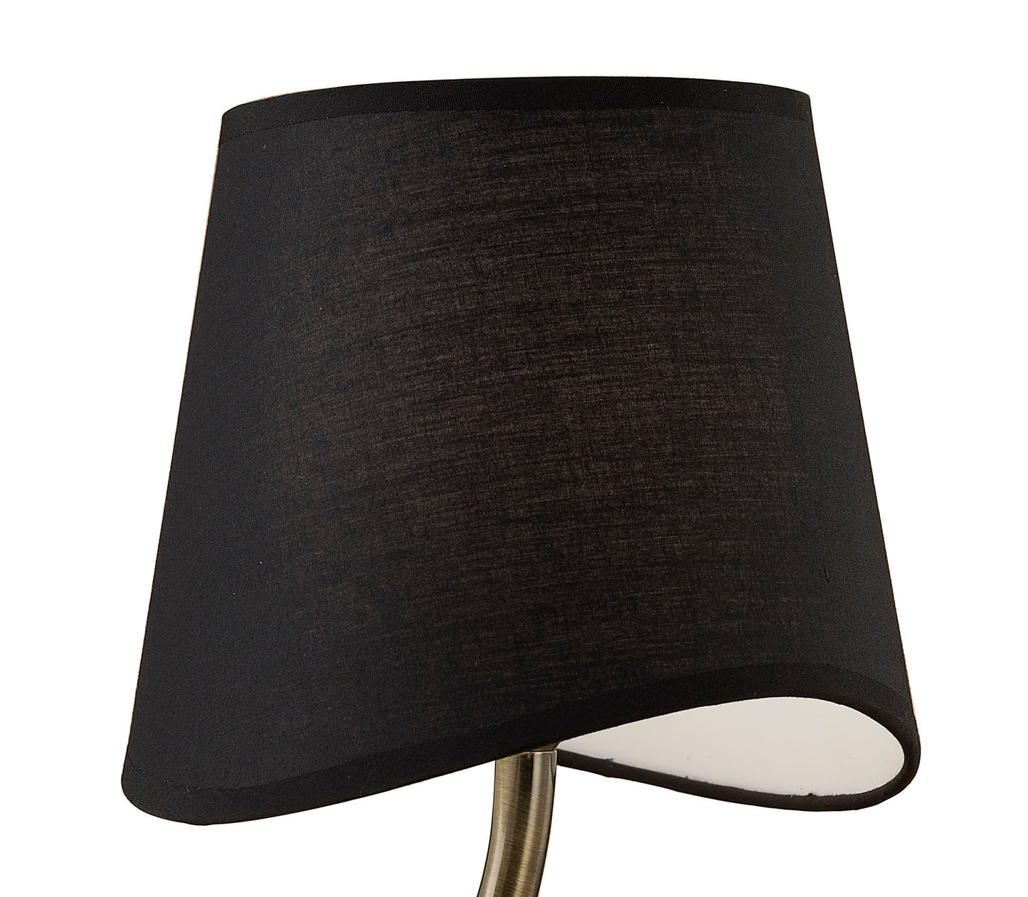 Ninette Table Lamp 1 Light E14 Small, Antique Brass With Black Shade by Mantra