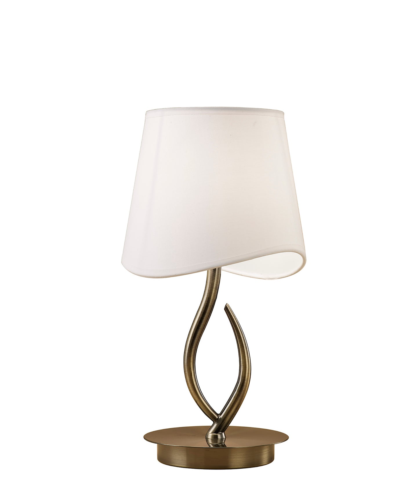 Ninette Table Lamp 1 Light E14 Small, Antique Brass With Ivory White Shade by Mantra