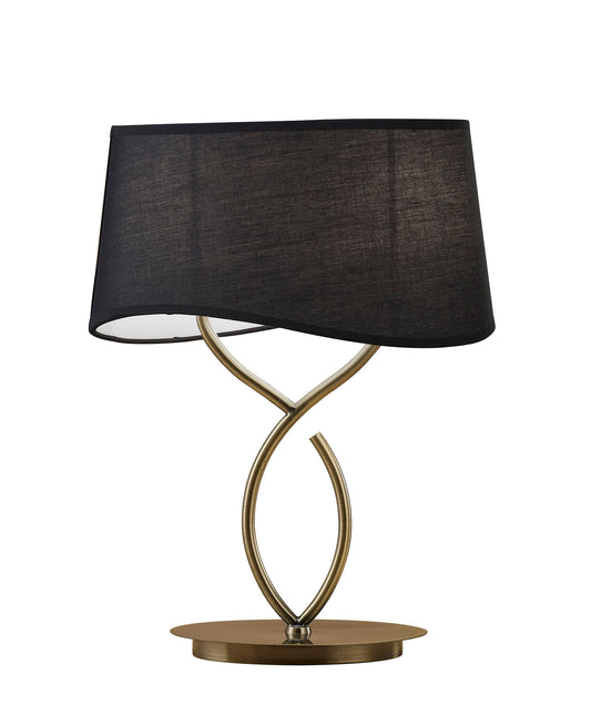 Ninette Table Lamp 2 Light E14 Large, Antique Brass With Black Shade by Mantra