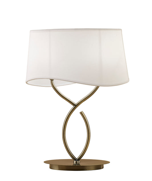 Ninette Table Lamp 2 Light E14 Large, Antique Brass With Ivory White Shade by Mantra