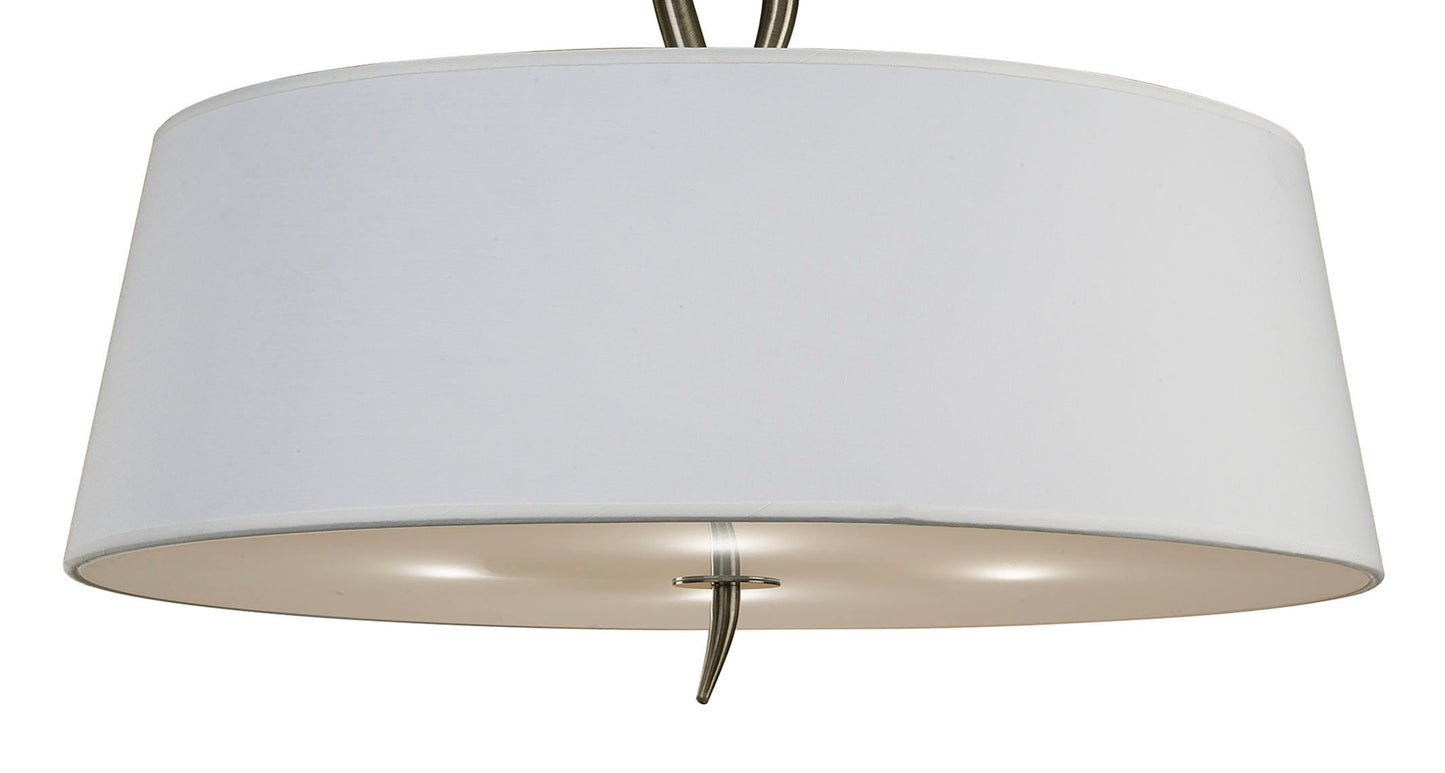 Ninette Semi Flush 4 Light E27, Antique Brass With Ivory White Shade by Mantra