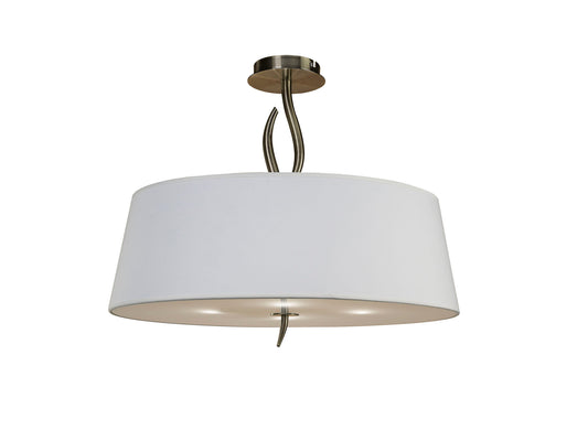 Ninette Semi Flush 4 Light E27, Antique Brass With Ivory White Shade by Mantra